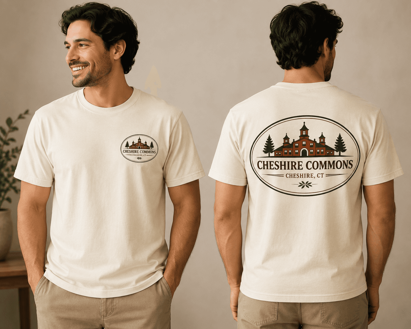 Ivory classic-fit t-shirt with a Cheshire Commons chest crest
